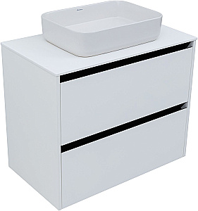 Тумба с раковиной Allen Brau Activity 80 1.34004.WM белая матовая/черный брашированный для ванной в интернет-магазине Sanbest