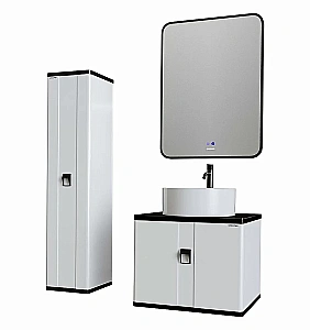 Тумба с квадратной раковиной подвесная Grossman НОРМА 60 с 1-ящ, белый глянец для ванной в интернет-магазине Sanbest