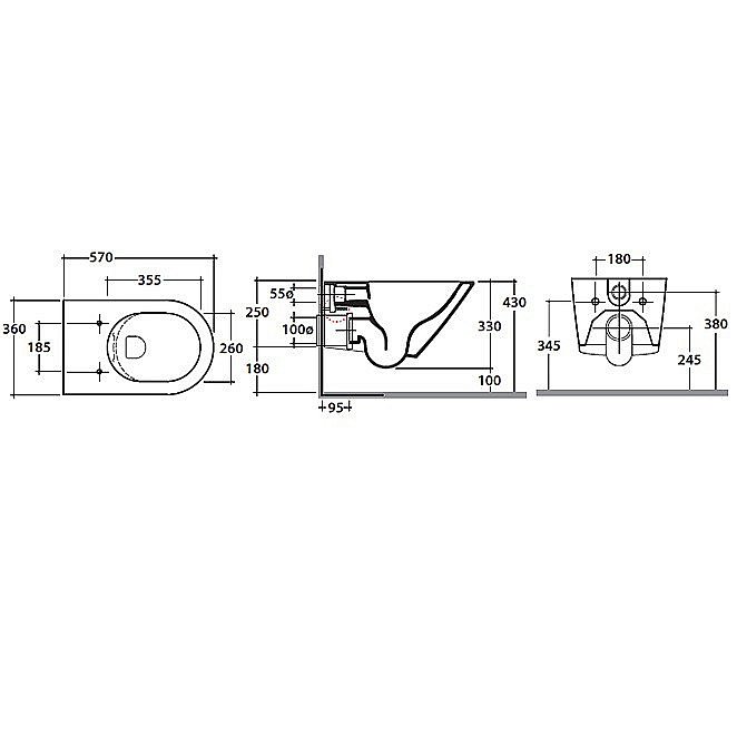 Унитаз подвесной GLOBO Forty3 FOS05.BI безободковый купить в интернет-магазине Sanbest