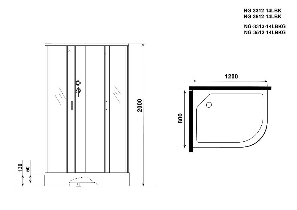 Душевая кабина Niagara Classic NG-3312-14BK 120х80 купить в интернет-магазине Sanbest