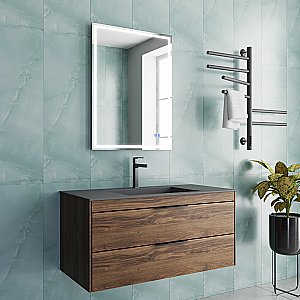 Тумба с раковиной Vincea Chiara 2D 100 VMC-2C2100CO/VCB-13100G тёмный дуб/раковина серая для ванной в интернет-магазине Sanbest