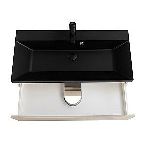 Тумба с раковиной Belbagno MARINO 80 кремовая матовая/черная раковина для ванной в интернет-магазине Sanbest
