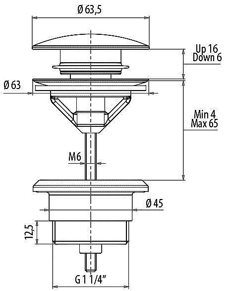 Донный клапан для раковины Gattoni Accessori 1510/00 купить в интернет-магазине сантехники Sanbest