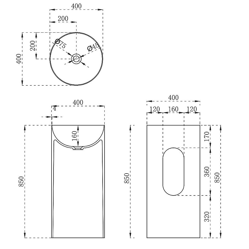 Раковина напольная Vincea Solid Surface VBS-6SP01MW белая матовая купить в интернет-магазине Sanbest
