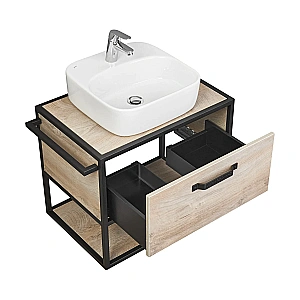 Тумба с раковиной Акватон Лофт Фабрик 65/Одри 42 дуб эндгрейн для ванной в интернет-магазине Sanbest