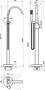 Смеситель для ванны Ravak Freedom X070435 черный купить в интернет-магазине сантехники Sanbest