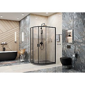 Душевой уголок Ambassador Kingston 14011210 110х80 стекло прозрачное/профиль черный купить в интернет-магазине Sanbest