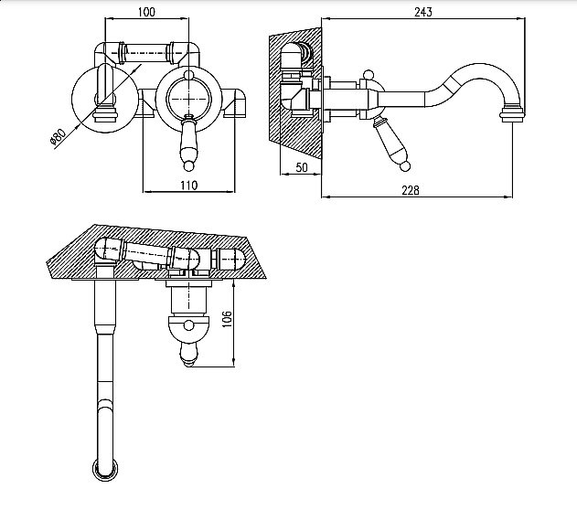 Смеситель для раковины Rav-Slezak Labe L534/2SM бронза купить в интернет-магазине сантехники Sanbest