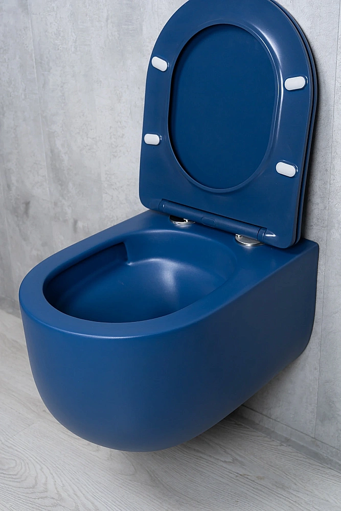 Унитаз подвесной GID Tr2133TF-BUM 62301Y безободковый, слив торнадо, с крышкой микролифт, синий матовый купить в интернет-магазине Sanbest