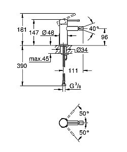 Смеситель для биде Grohe Essence 24395KF1 фантомный черный купить в интернет-магазине сантехники Sanbest