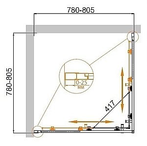 Душевой уголок Cezares Molveno 80x80 MOLVENO-A-2-80-C-Cr-IV стекло прозрачное/профиль хром купить в интернет-магазине Sanbest