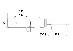 Смеситель для раковины встраиваемый WONZON & WOGHAND FRAME, Черный матовый (WW-88869010-MB) купить в интернет-магазине сантехники Sanbest