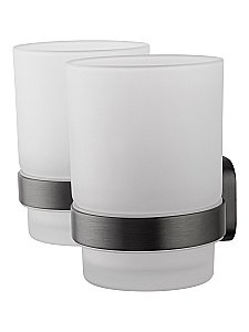 Два стакана для зубных щеток с держателем WONZON & WOGHAND GRAFFITY, Темный графит (WW-9328-GM) купить в интернет-магазине сантехники Sanbest