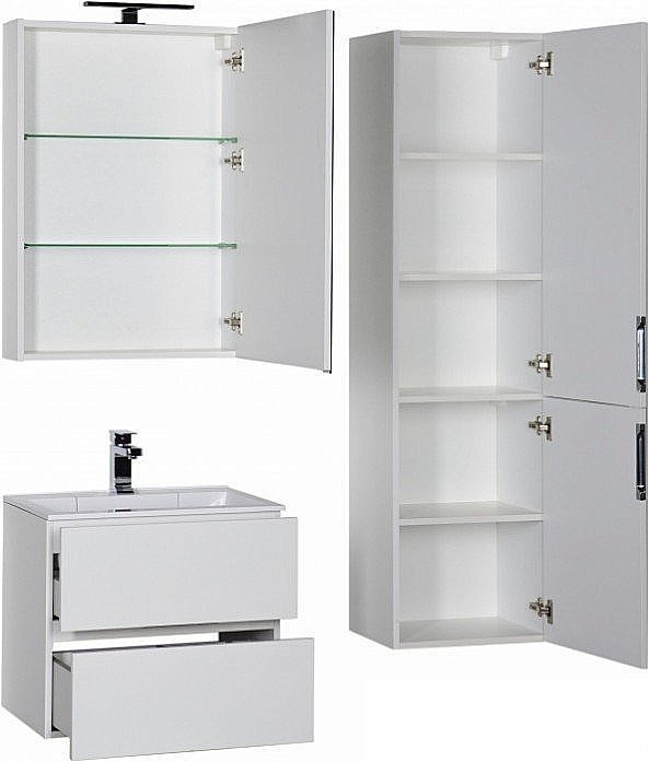 Тумба с раковиной Aquanet Алвита 60 белая глянцевая для ванной в интернет-магазине Sanbest