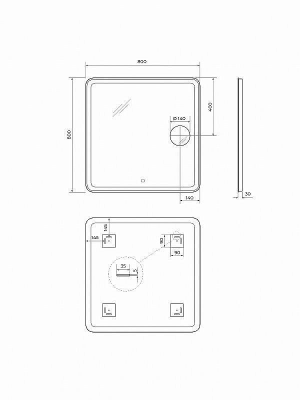 Зеркало BelBagno SPC-MAR-800-800-LED-TCH-LNZ в ванную от интернет-магазине сантехники Sanbest