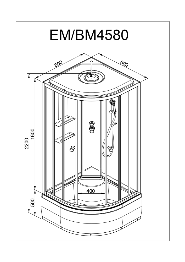 Душевая кабина Deto ЕМ4580 N LED 80х80 купить в интернет-магазине Sanbest