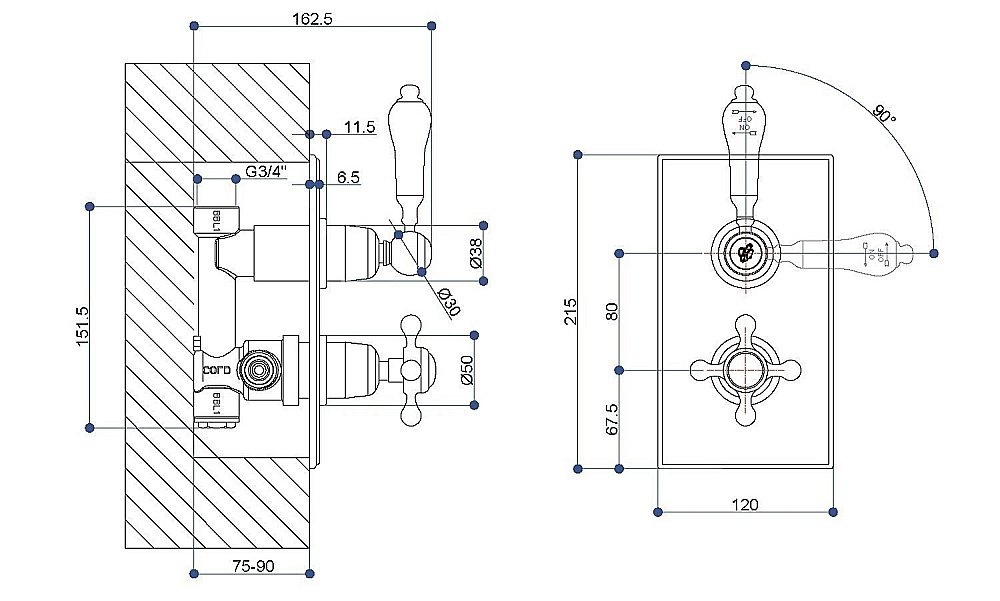 Смеситель для душа Burlington V34 купить в интернет-магазине сантехники Sanbest
