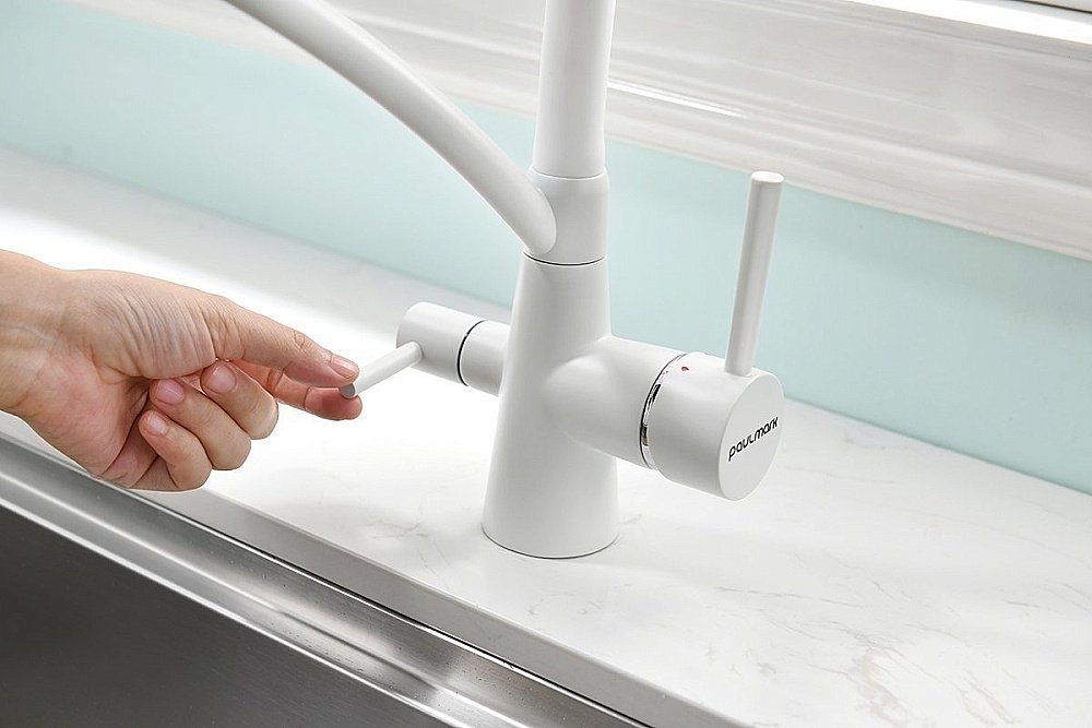 Смеситель для кухни Paulmark Sigen Si213111-WH белый матовый купить в интернет-магазине сантехники Sanbest