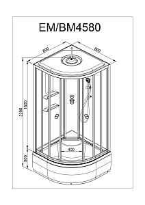 Душевая кабина Deto ЕМ4580 N LED 80х80 купить в интернет-магазине Sanbest