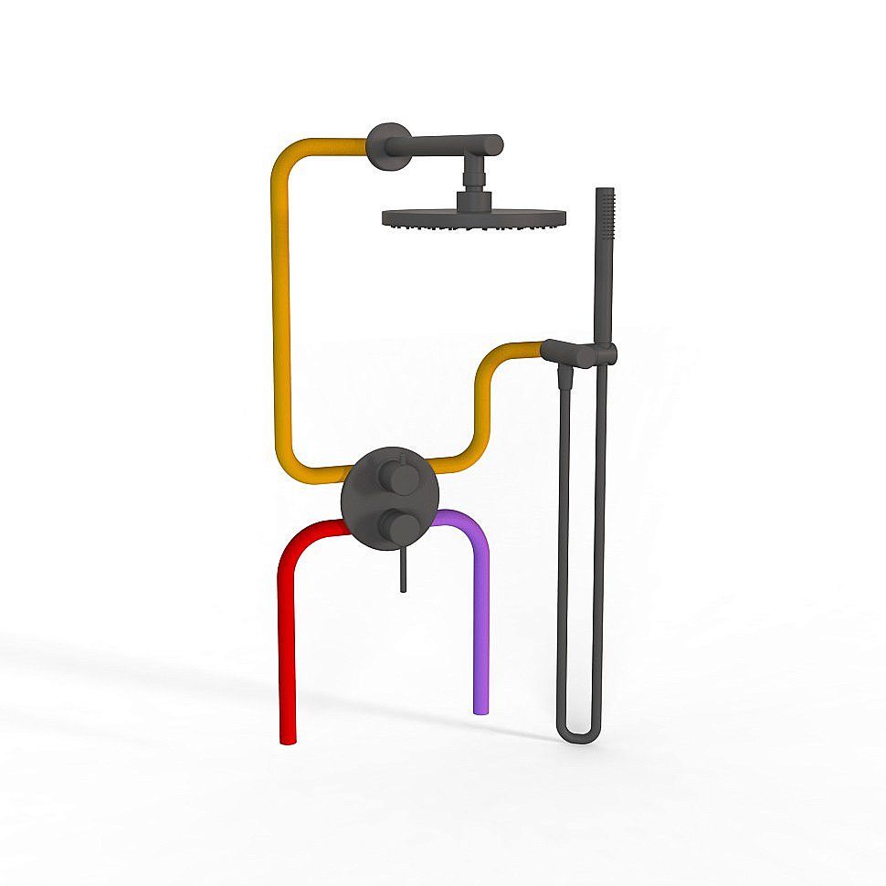 Душевая система PAINI Cox 78PZSET26911SH черная матовая купить в интернет-магазине сантехники Sanbest