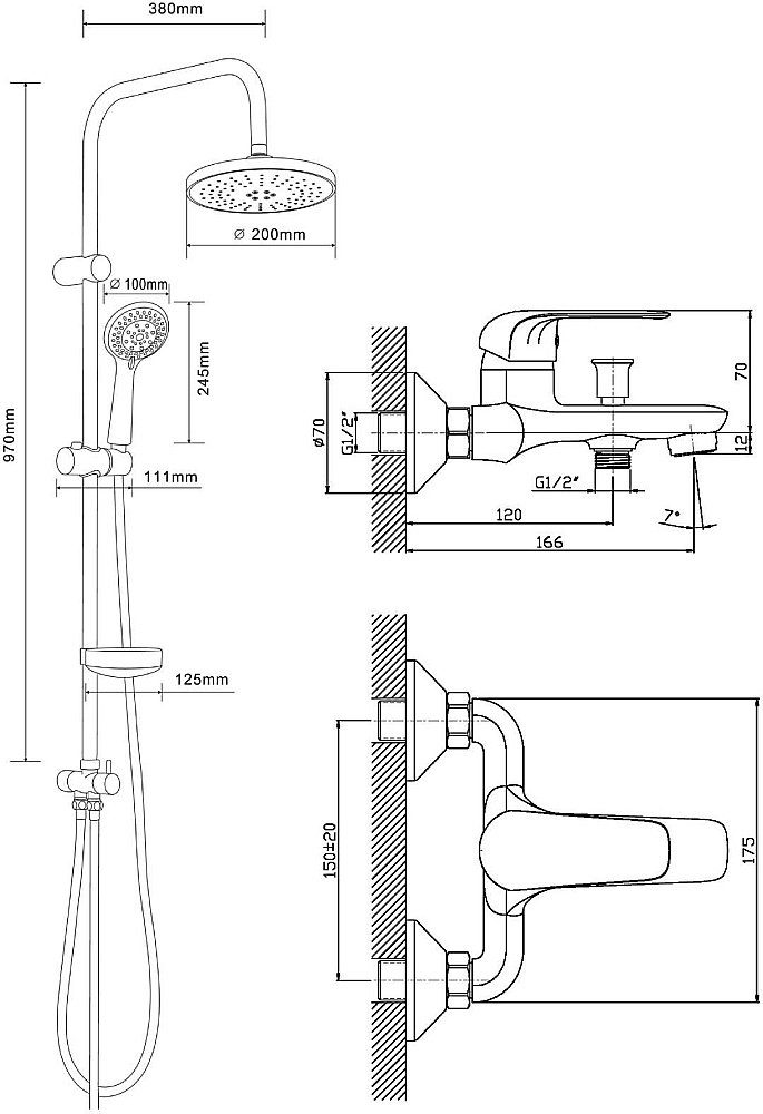 Душевая система Orange Iris M41-913cr хром купить в интернет-магазине сантехники Sanbest