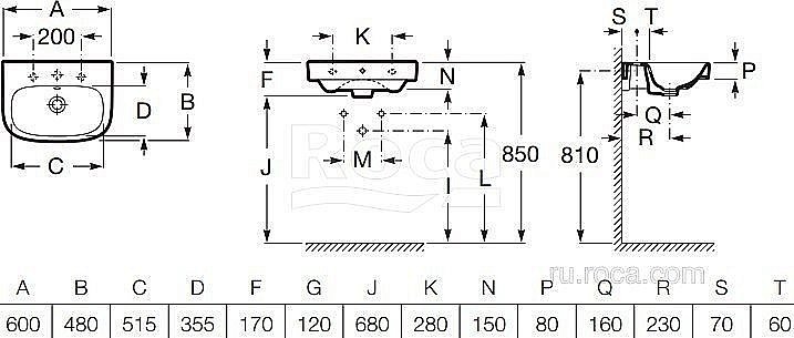 Раковина Roca Debba 60 32799400Y белая купить в интернет-магазине Sanbest