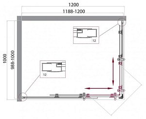 Душевой уголок BelBagno UNO 195-AH-2 120x100 прозрачный/хром купить в интернет-магазине Sanbest