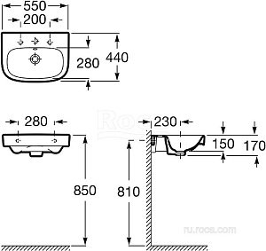 Раковина Roca Debba 55 32799500Y белая купить в интернет-магазине Sanbest