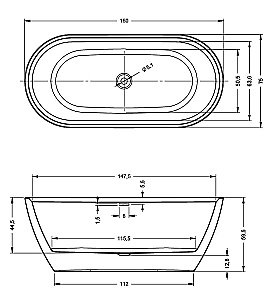 Акриловая ванна Riho Inspire 160x75 B091001005 белая купить в интернет-магазине Sanbest