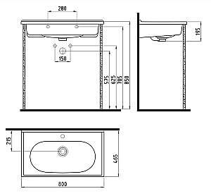 Раковина мебельная Bien Ferra 80 FELK080B1FD1W5000 белая купить в интернет-магазине Sanbest
