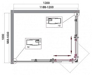 Душевой уголок BelBagno UNO 195-AH-2 120x100 прозрачный/хром купить в интернет-магазине Sanbest