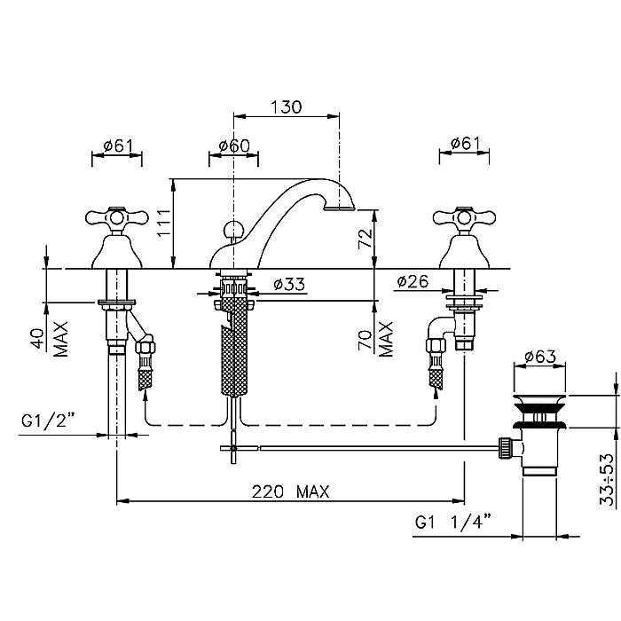 Смеситель для раковины Nicolazzi Nuova Brenta 2508BZ бронза купить в интернет-магазине сантехники Sanbest