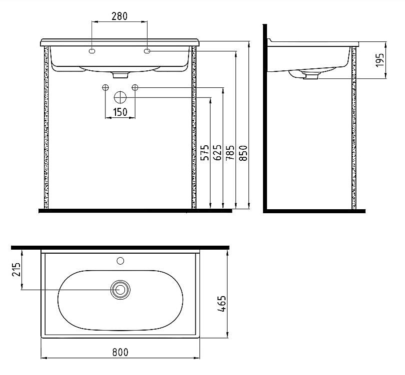 Раковина мебельная Bien Ferra 80 FELK080B1FD1W5000 белая купить в интернет-магазине Sanbest