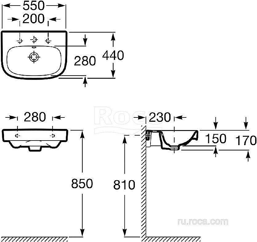 Раковина Roca Debba 55 32799500Y белая купить в интернет-магазине Sanbest