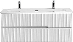 Тумба с раковиной Cezares DUET-N 120 DUET-N-1200-2C-SO-BL белая глянцевая для ванной в интернет-магазине Sanbest