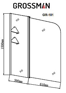 Шторка для ванны Grossman GR-101 100 прозрачная/хром купить в интернет-магазине Sanbest