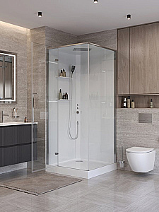 Душевая кабина BelBagno UNO-CAB-A-1 90x90 стекло прозрачное/профиль хром купить в интернет-магазине Sanbest