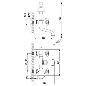 Смеситель для ванны Lemark Vintage LM2812B купить в интернет-магазине сантехники Sanbest