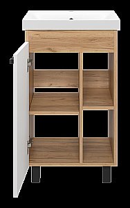 Тумба с раковиной Misty Крафт - 50 П-Кра-07050-011 белый/светлое дерево для ванной в интернет-магазине Sanbest