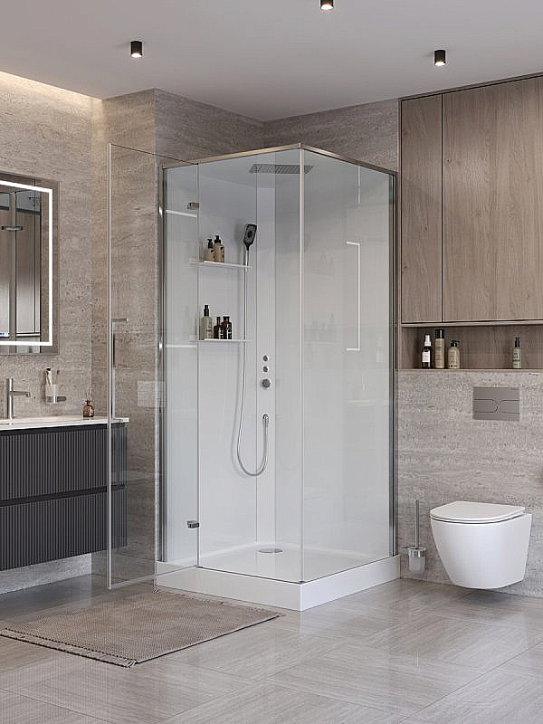 Душевая кабина BelBagno UNO-CAB-A-1 90x90 стекло прозрачное/профиль хром купить в интернет-магазине Sanbest