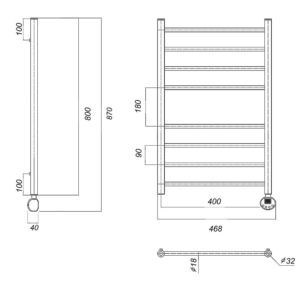 Полотенцесушитель электрический Domoterm Медея П8 400x800 E хром купить в интернет-магазине сантехники Sanbest