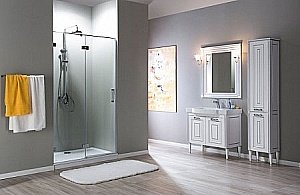 Пенал Aquanet Паола 40 белый/патина серебро для ванной в интернет-магазине сантехники Sanbest