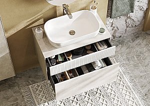 Тумба с раковиной Акватон Марбл 80/Лола 60 слейт/белая матовая для ванной в интернет-магазине Sanbest