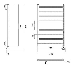 Полотенцесушитель электрический Domoterm Медея П8 400x800 E хром купить в интернет-магазине сантехники Sanbest