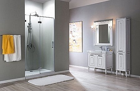 Пенал Aquanet Паола 40 белый/патина серебро для ванной в интернет-магазине сантехники Sanbest