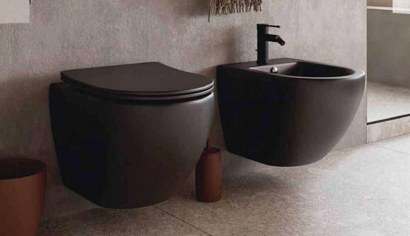 Биде подвесное CeramaLux N 2197-18 черное глянцевое купить в интернет-магазине Sanbest