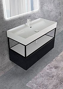 Консоль с раковиной Cezares Cadro 100 с 1 ящиком черная для ванной в интернет-магазине сантехники Sanbest