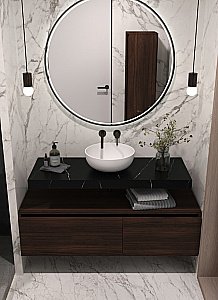 Тумба с раковиной и столешницей Armadi Art Flat 140 темный дуб для ванной в интернет-магазине Sanbest