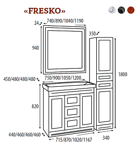 Зеркало Misty Fresko 90x94 краколет красный патина в ванную от интернет-магазине сантехники Sanbest