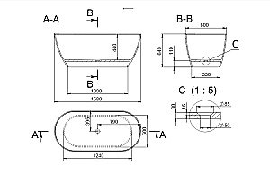Ванна Holbi Venus Nano Concrete 2.01.001.44.4 168x80 бетон купить в интернет-магазине Sanbest